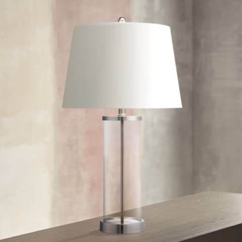 Glass and Steel Cylinder Fillable Table Lamp | LampsPlus.com