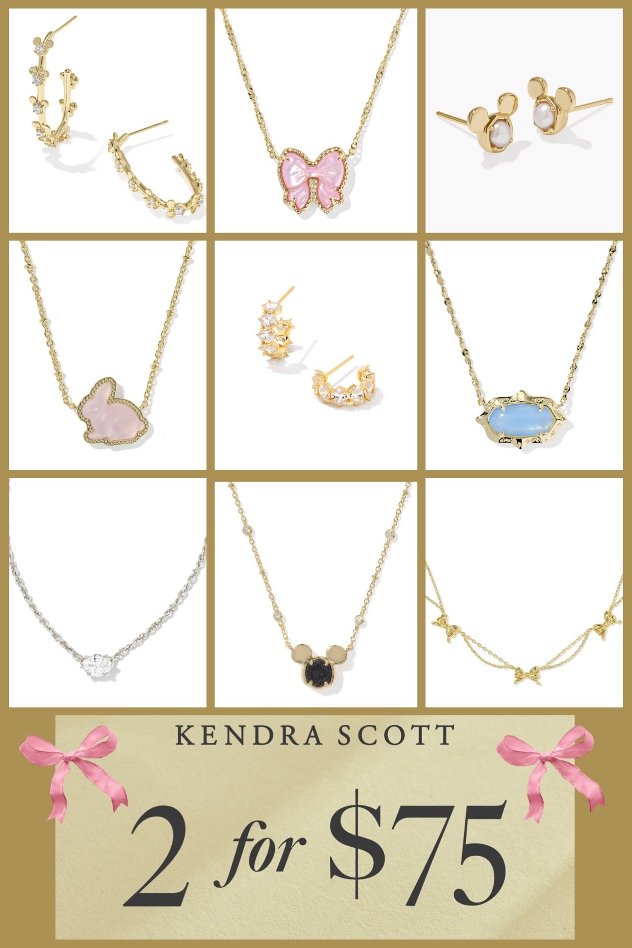 Kendra Scott JUST kicked off a fantastic 2 for $75 Sale today!!! This sale includes some adorable Easter and Disney drops that will likely sell out quickly! Make sure to check the box for free gift 🎁 boxes at checkout also 💛

#LTKBeauty #LTKootd #LTKSaleAlert