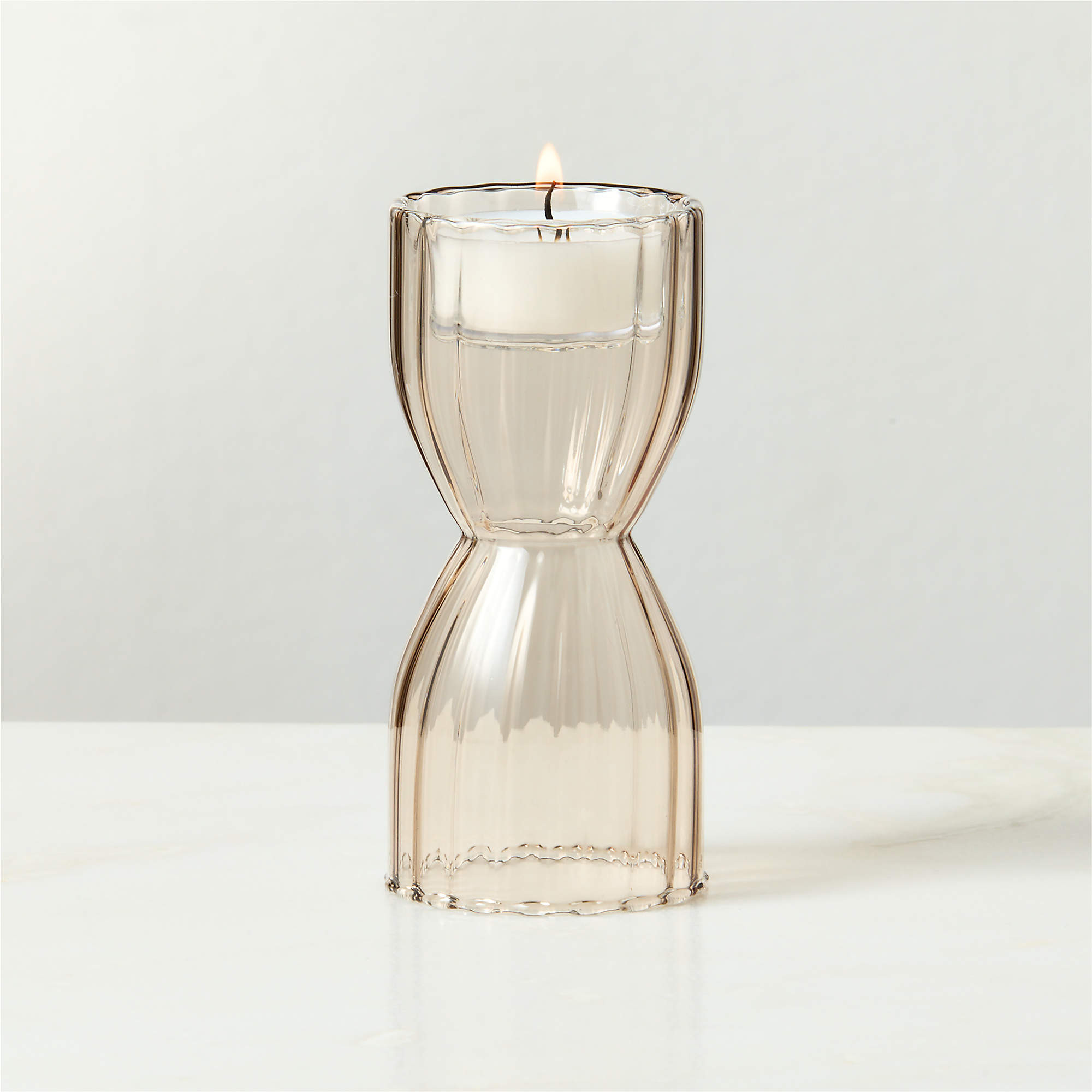 Melina Brown Glass Tealight Candle Holder Small + Reviews | CB2 | CB2
