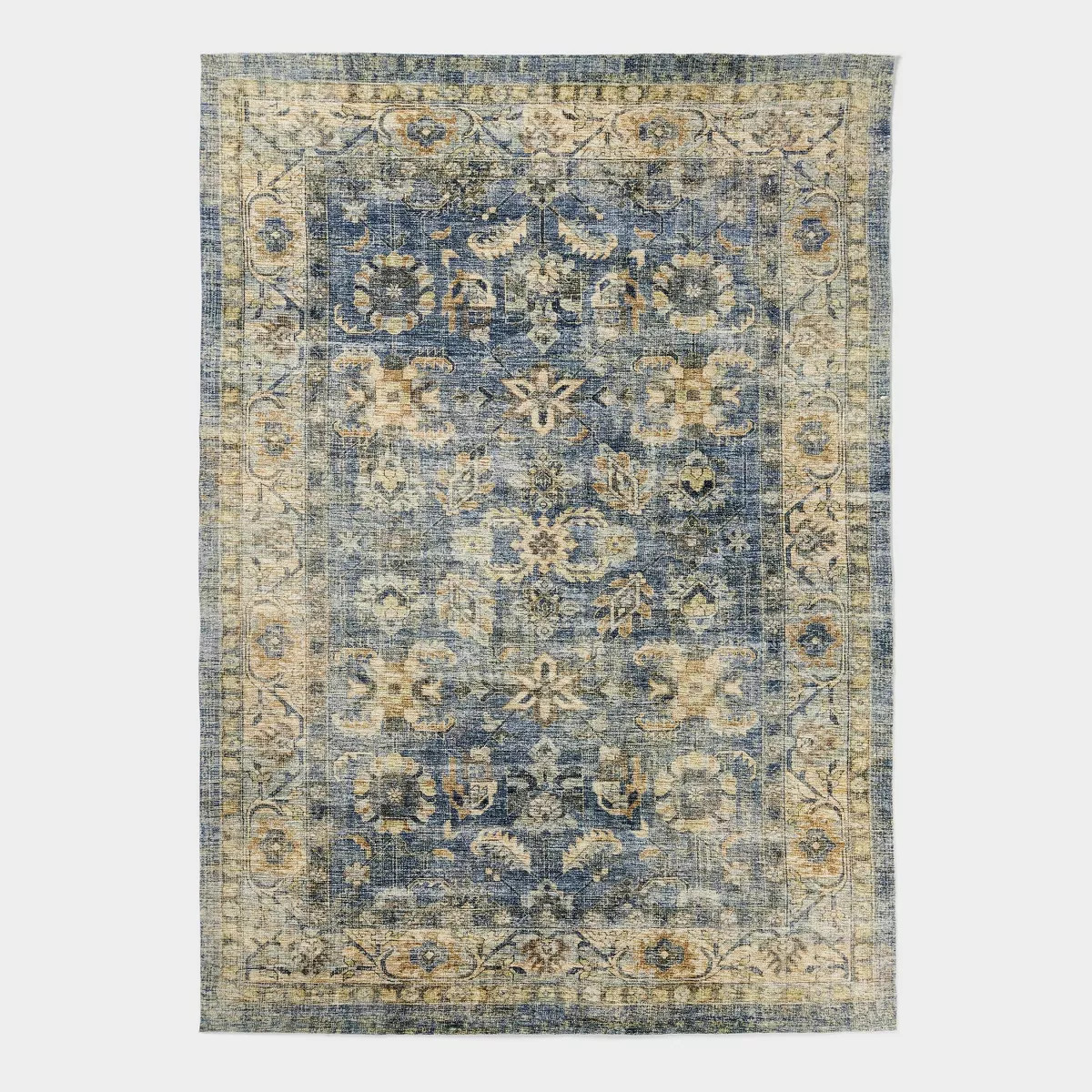7'x10' Woven Floral Distressed Rug Blue - Threshold™ designed with Studio McGee: Indoor Low Pil... | Target