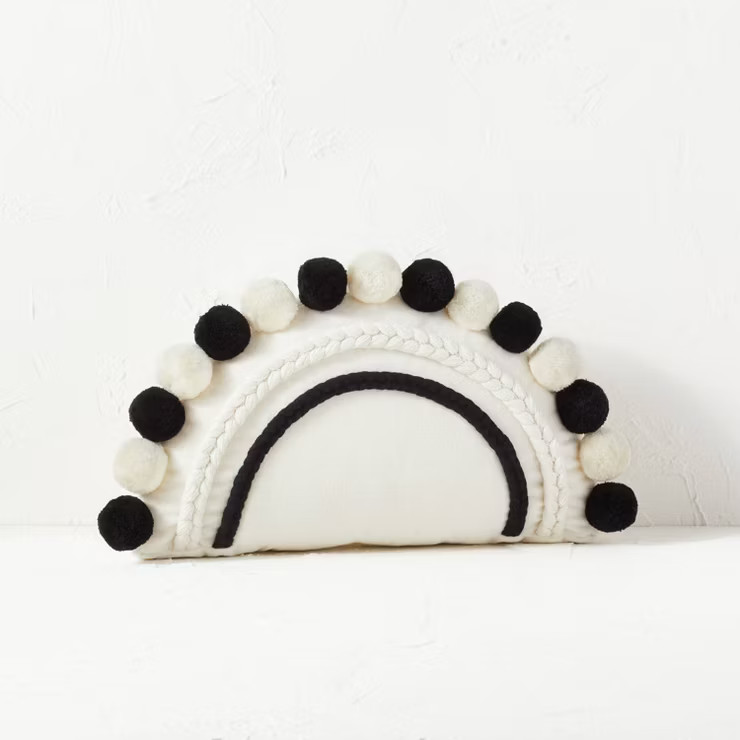 Braided Velvet Half Circle Throw Pillow with Poms - Opalhouse™ designed with Jungalow™ | Target