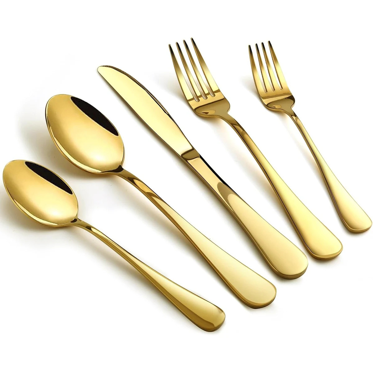 Gold Silverware Set Stainless Steel, 40 Piece Anti-Rust Mirror Polished Flatware Gold Utensils Set Service for 8 | Bed Bath & Beyond