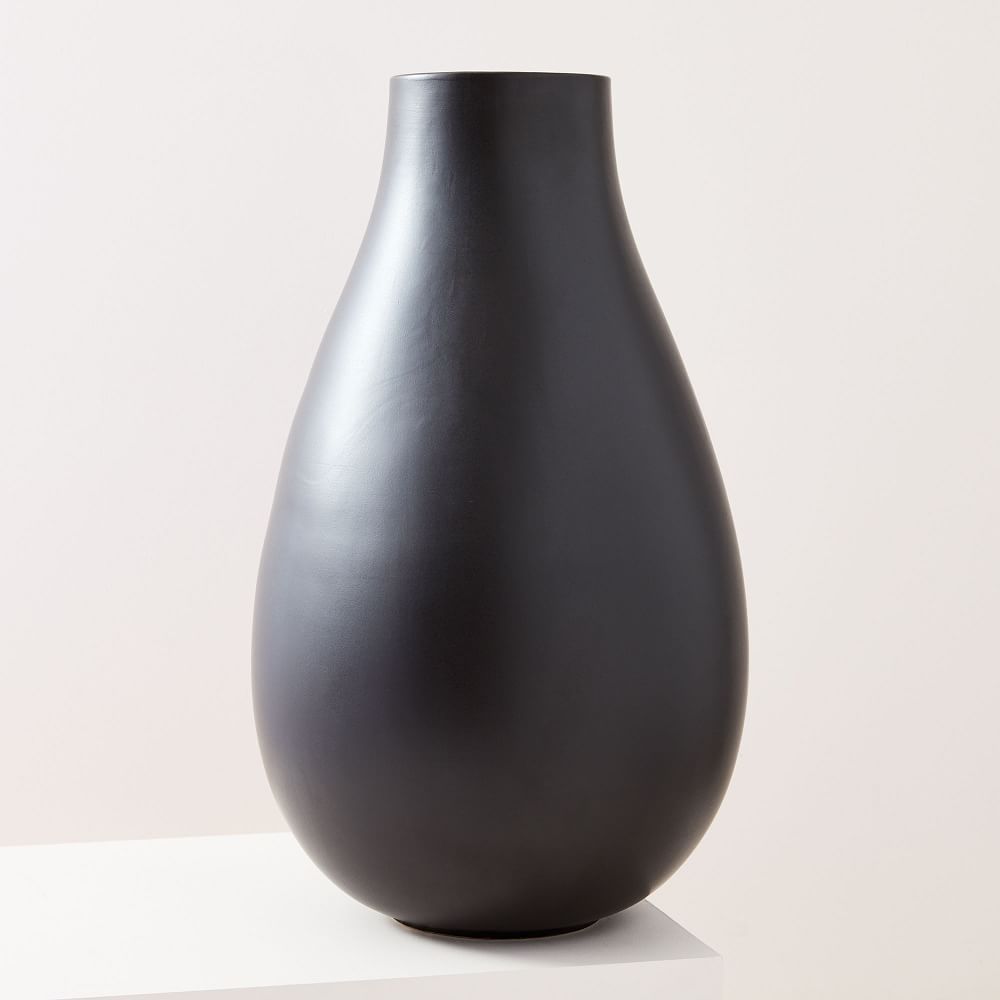 Pure Black Ceramic Vase, Large Raindrop | West Elm (US)