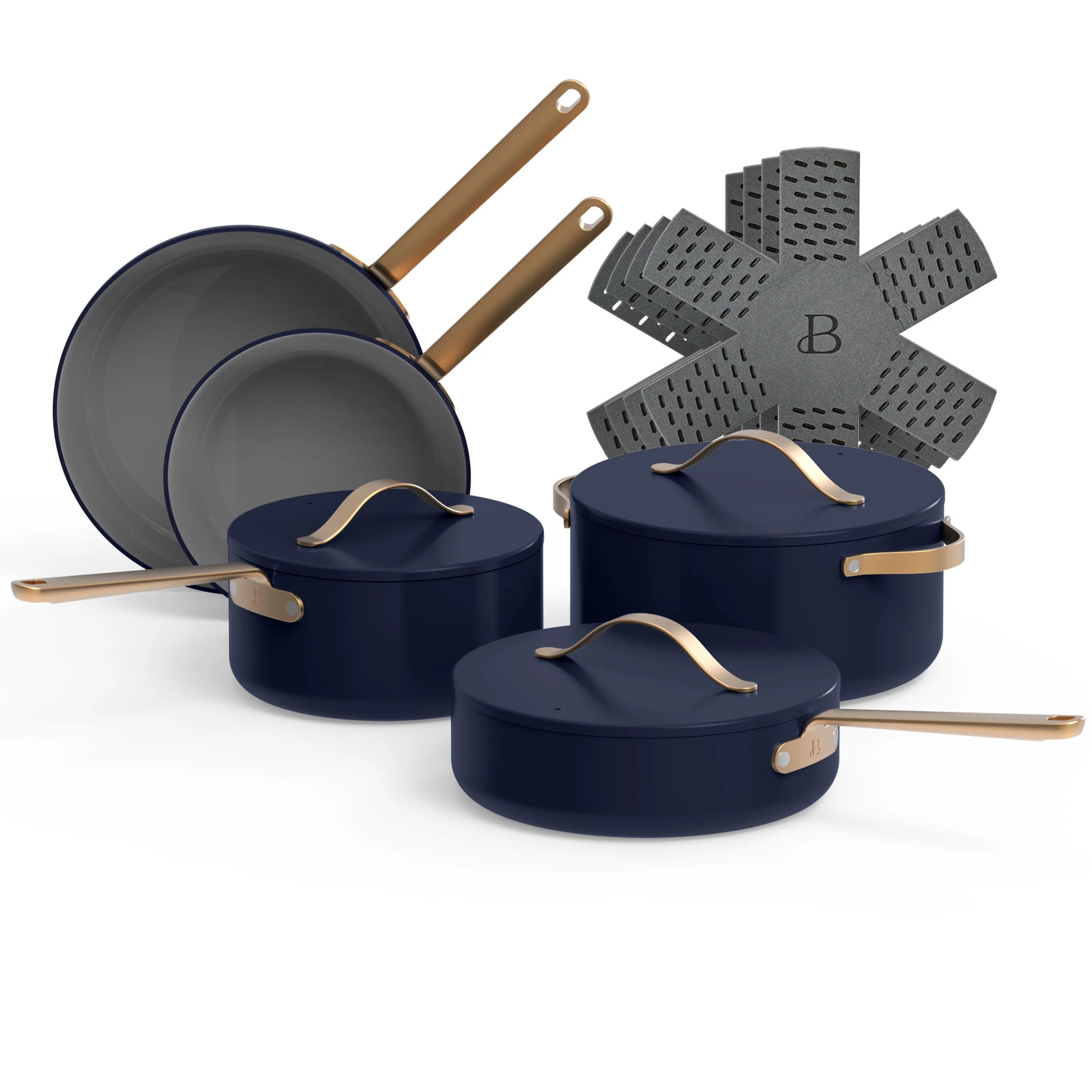 Beautiful 12pc Ceramic Non-Stick Cookware Set, Starry Night by Drew Barrymore, Blue | Walmart (US)