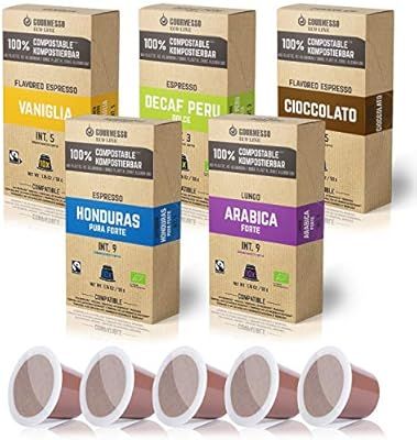 Gourmesso ECO Line 50 Coffee Capsules Variety Pack | 100% Compostable Espresso Pods Compatible wi... | Amazon (US)