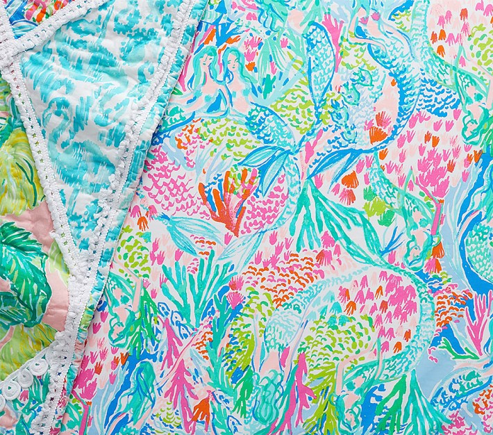 Lilly Pulitzer Mermaid Cove Organic Crib Fitted Sheet | Pottery Barn Kids