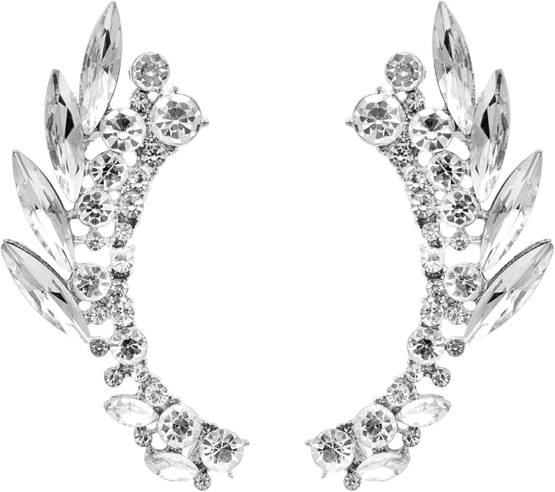 Silver Angel Wings Ear Cuff Earrings，Crystal Angel Wings Crawler Climber Cuff Earrings for Wome... | Amazon (US)