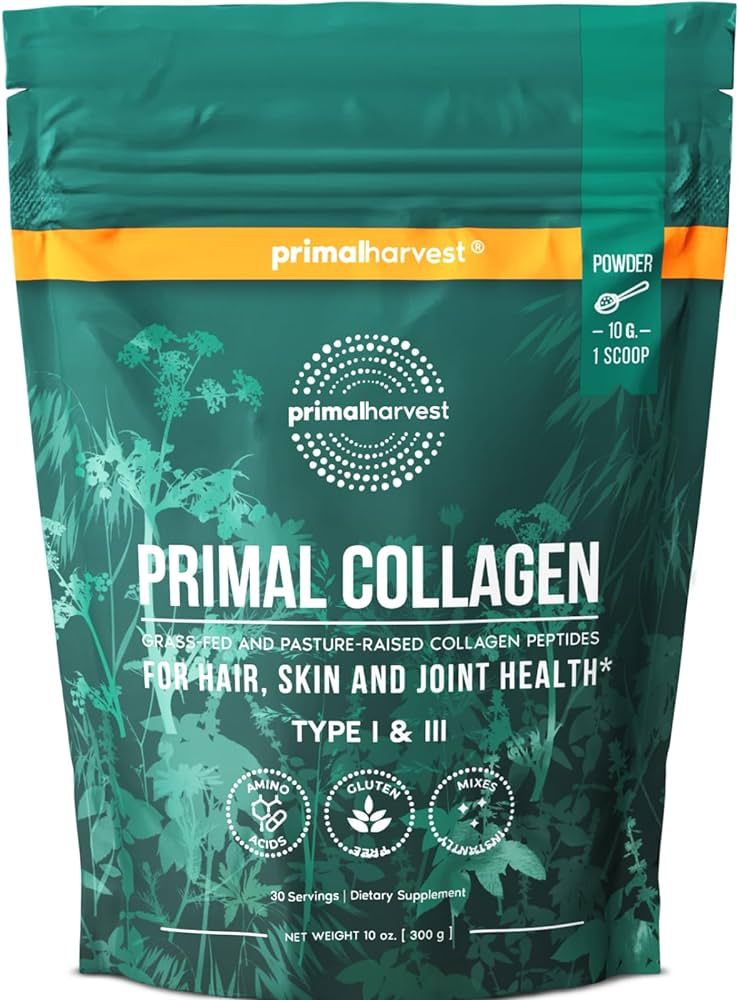 Primal Harvest Collagen Powder for Women or Men Primal Collagen Peptides Powder Type I & III, 10 ... | Amazon (US)