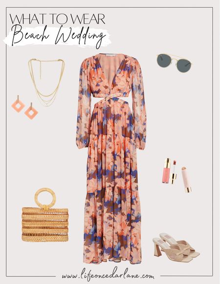 What to Wear- Beach Wedding! How gorgeous is this dress?! So perfect for a destination wedding! Loving this rattan tote too!

#resortlook #datenight #weddingguest #vacaylook #beachlook

#LTKunder100 #LTKtravel #LTKwedding