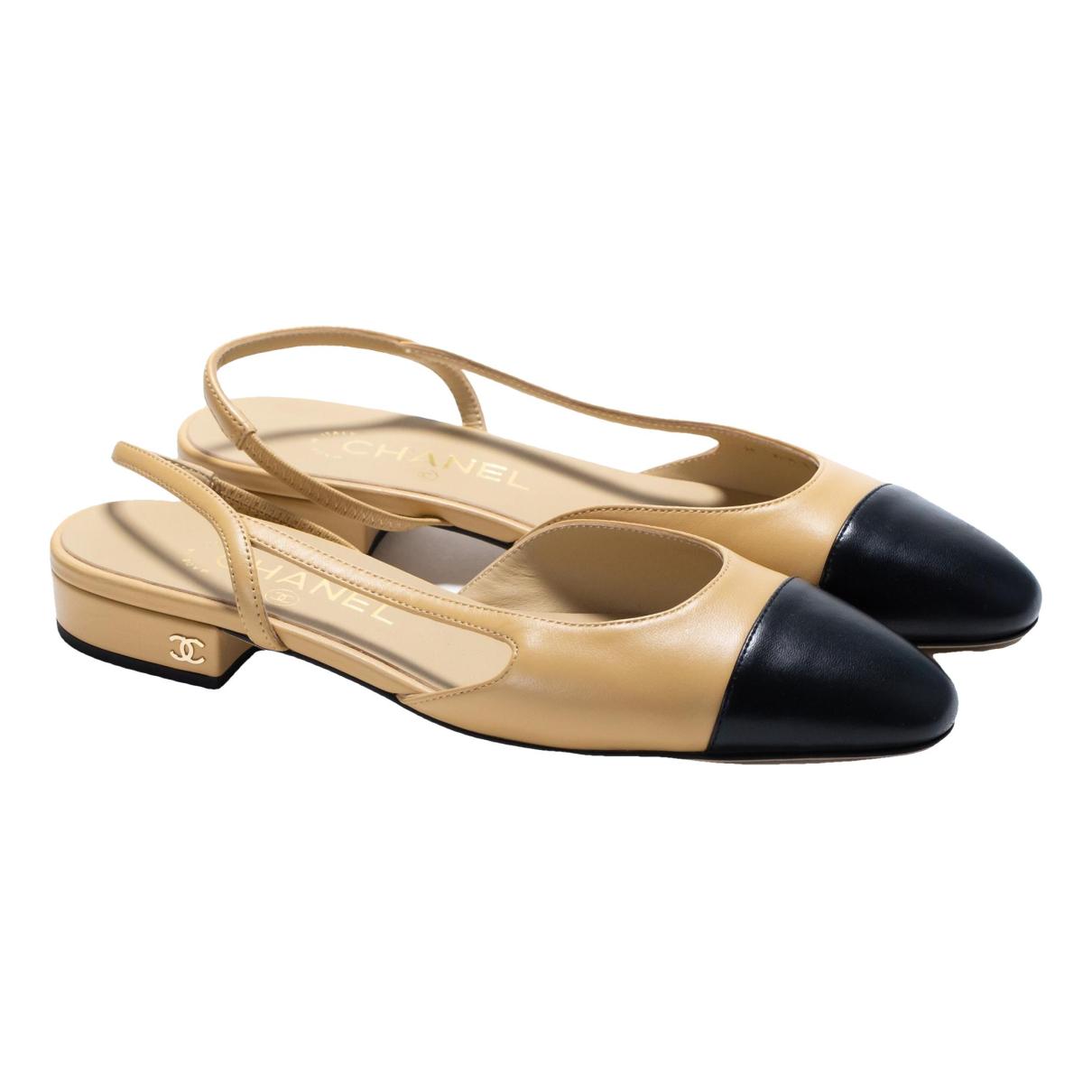 Slingback leather sandal Chanel Beige size 38 EU in Leather - 37931287 | Vestiaire Collective (Global)