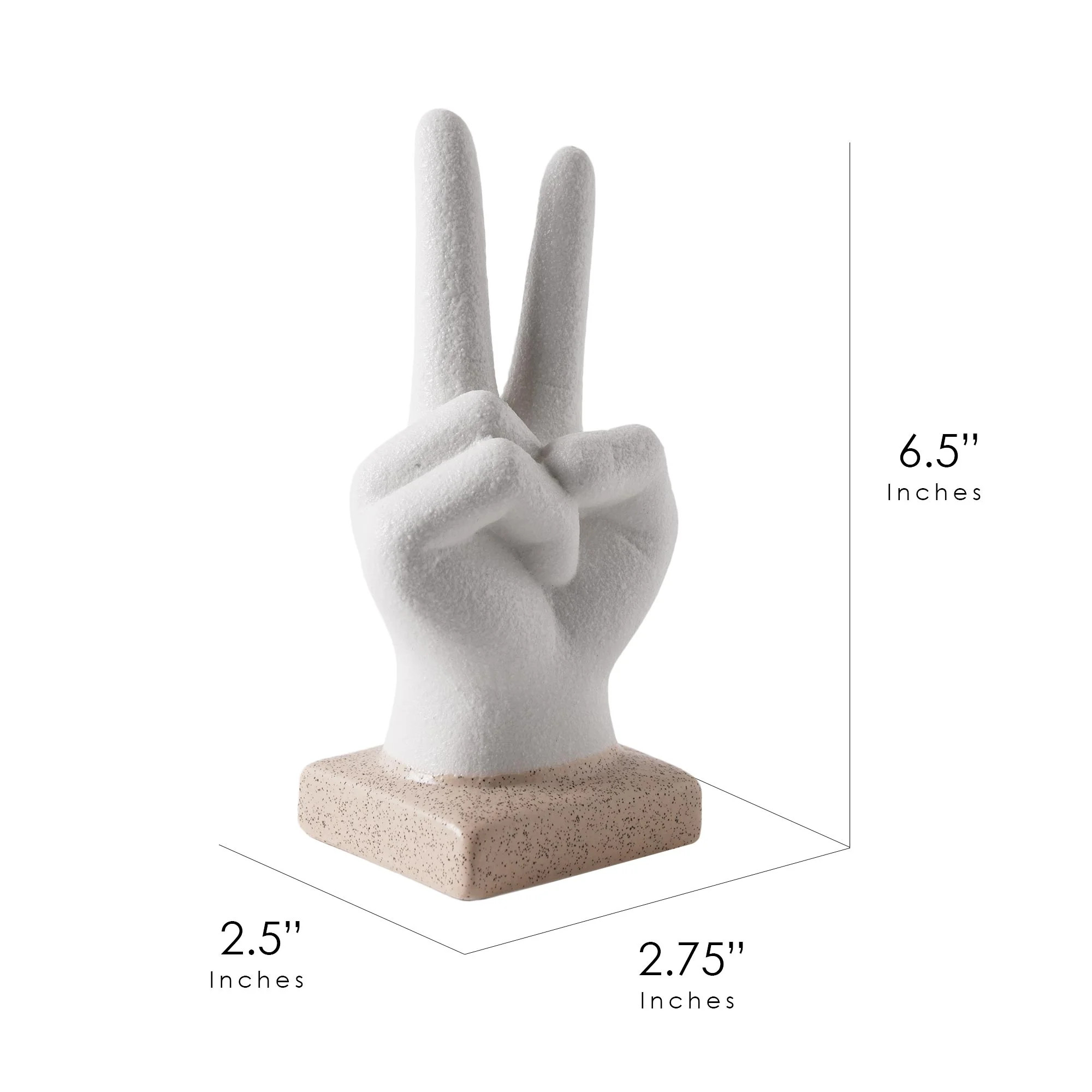 Home Décor Collection Peace Hand Sign White Ceramic Bohemian Figurine Decor - 6.5" x 2.5" x 2.75... | Walmart (US)