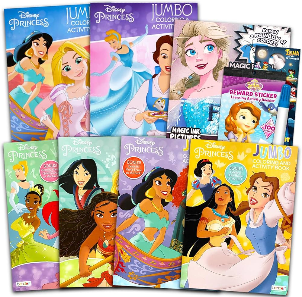 Disney Princess Coloring Book Set for Kids - Bundle with Activities, Stickers, and Games Featurin... | Amazon (US)
