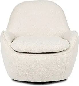 POLY & BARK Nova Bouclé Swivel Chair, Ivory White Boucle | Amazon (US)