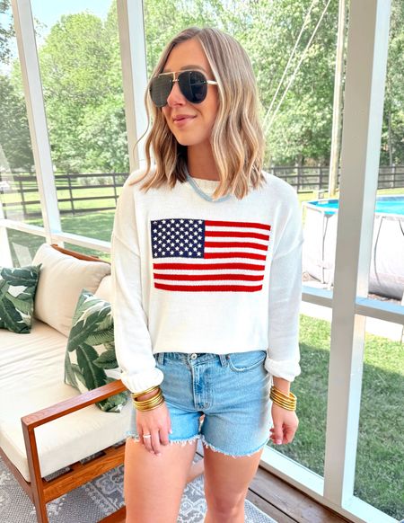 American Flag Sweater (runs big/ XS) 🇺🇸
Abercrombie Dad shorts size 4/27

patriotic, target, American flag, denim shorts, Memorial Day 

#LTKSaleAlert #LTKStyleTip #LTKFindsUnder100