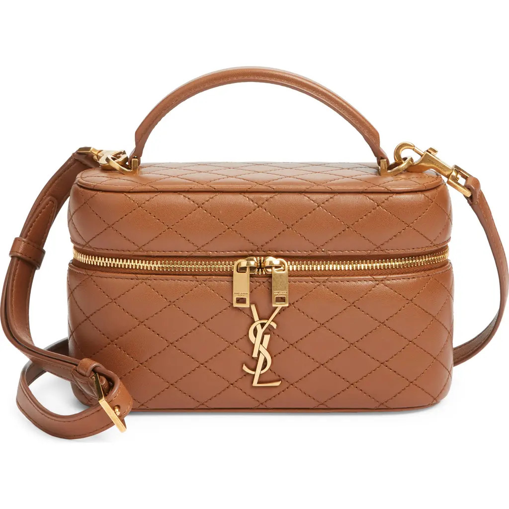 Saint Laurent Mini Gaby Quilted Leather Vanity Case in Fox at Nordstrom | Nordstrom