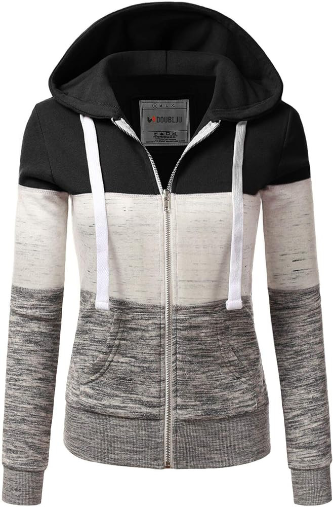 DOUBLJU Lightweight Thin Zip-Up Hoodie Jacket for Women with Plus Size | Amazon (US)