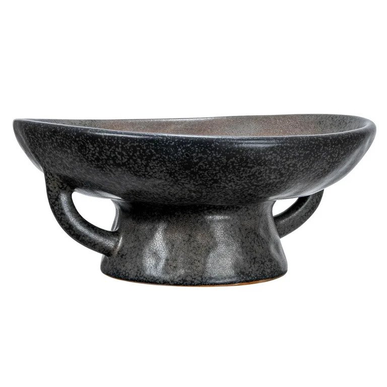 Creative Co-Op Stoneware Bowl with Handle and Base, Black Reactive Glaze - Walmart.com | Walmart (US)