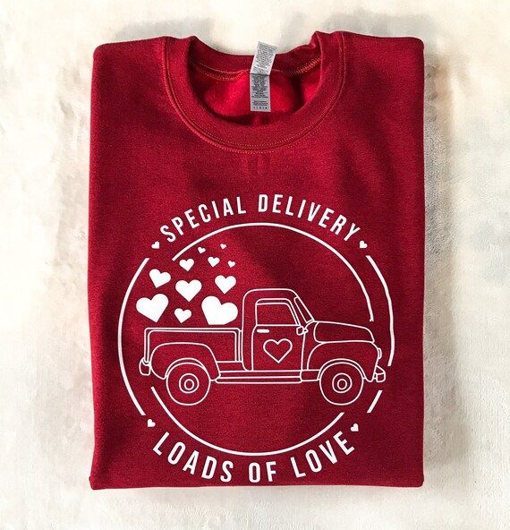 Love  Valentine's Day  Sweatshirt  Truck With Hearts  | Etsy | Etsy (US)