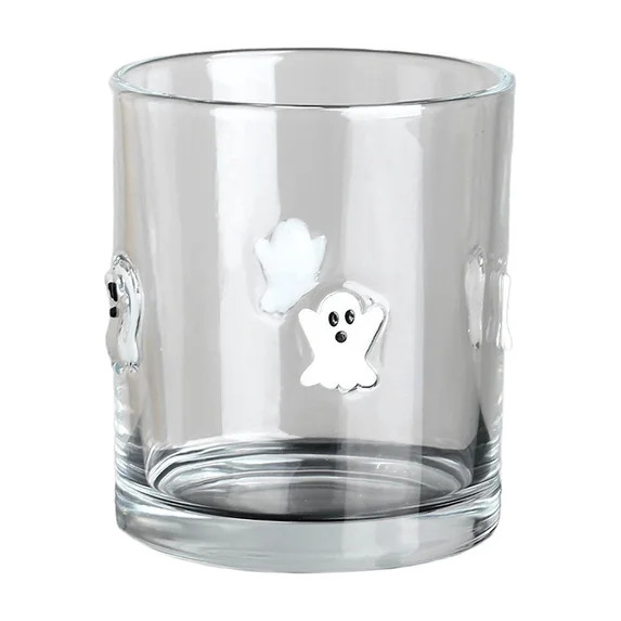 Sulaicai Halloween Icon Embossed Glass Cup, 14oz Pumpkin Ghost Bat Cat Pattern Clear Drinking Cup... | Walmart (US)