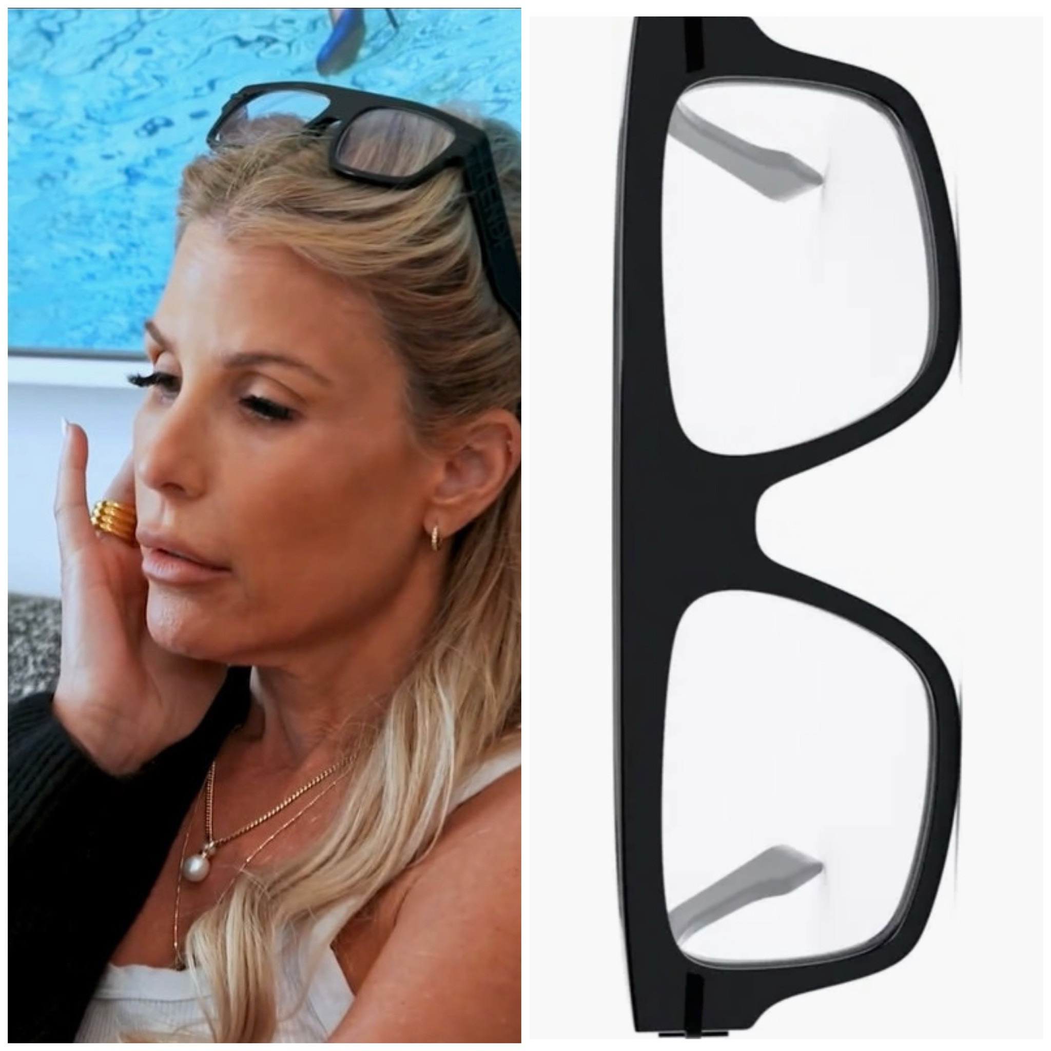 Tracy Tutor’s Black Thick Frame Glasses 