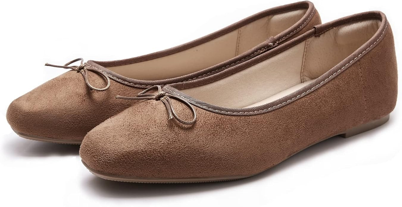 AFEETSING Women's Round Toe Ballet Flats Comfortable Bow Dressy Flats Shoes for Women | Amazon (US)