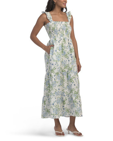 Smocked Ruffle Maxi Dress For Women, Spandex/Cotton | TJ Maxx