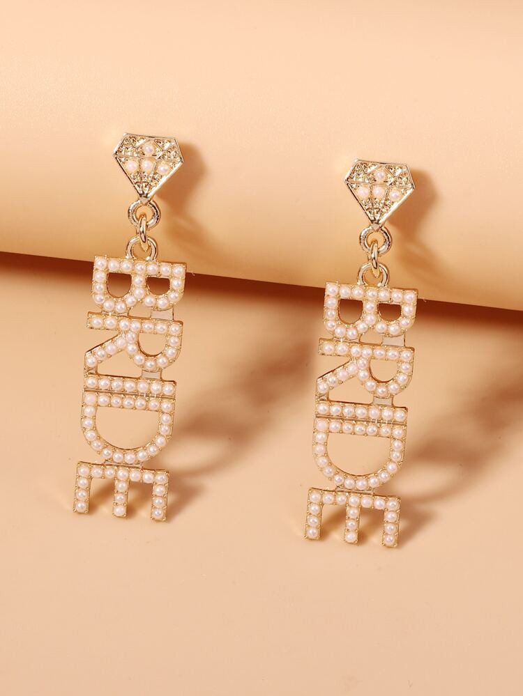 Faux Pearl Letter Drop Earrings | SHEIN