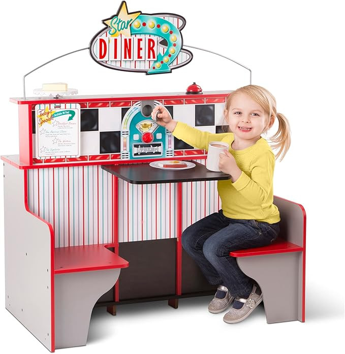 Melissa & Doug Double-Sided Wooden Star Diner Restaurant Play Space | Amazon (US)