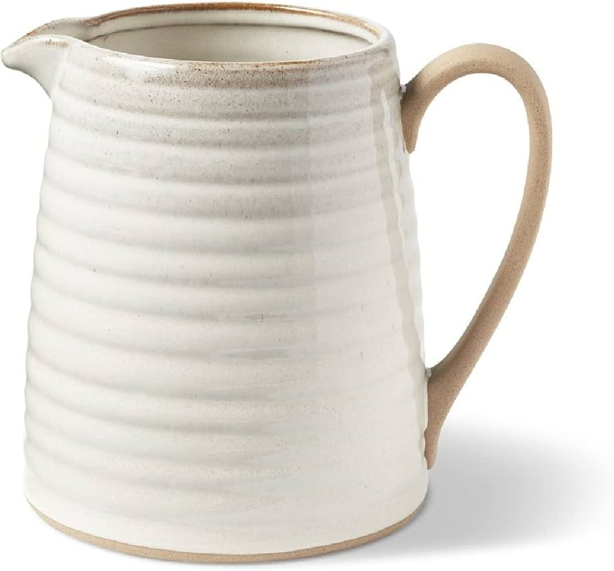 Monterey by Citrine Stoneware Pitcher, Farmhouse Pitcher Vase with Handle, Small | Amazon (US)