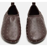 M&S Leather Studded Flat Pumps Brown | Marks & Spencer (UK)