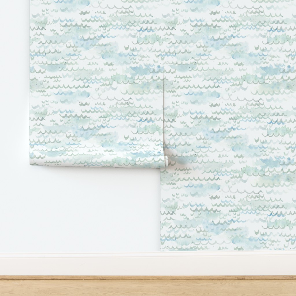 Watercolour Waves - Larger Wallpaper | Spoonflower | Spoonflower