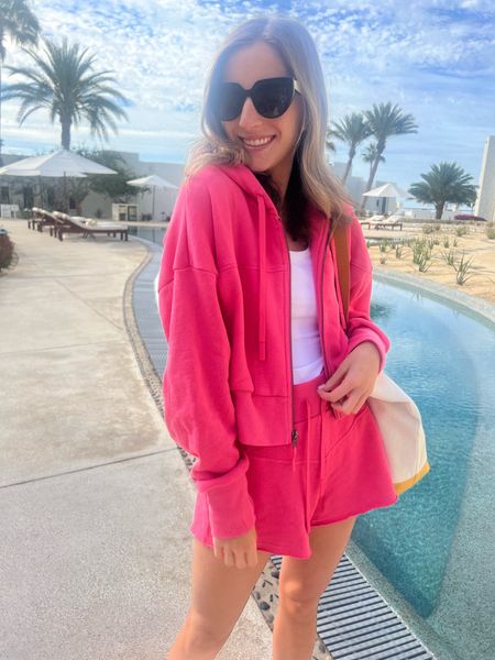 Loving this pink two-piece set of my daughters! These target fashion finds are both  under $35. So comfortable and such a great every day athleisure outfit. Such a great casual everyday spring outfit and the perfect travel outfit  

#LTKtravel #LTKfindsunder50 #LTKSeasonal