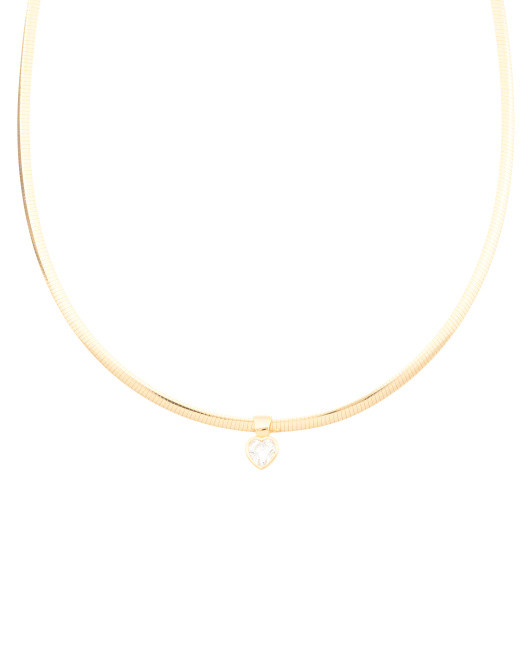 Made In Italy Gold Plated Sterling Silver Cubic Zirconia Necklace | TJ Maxx