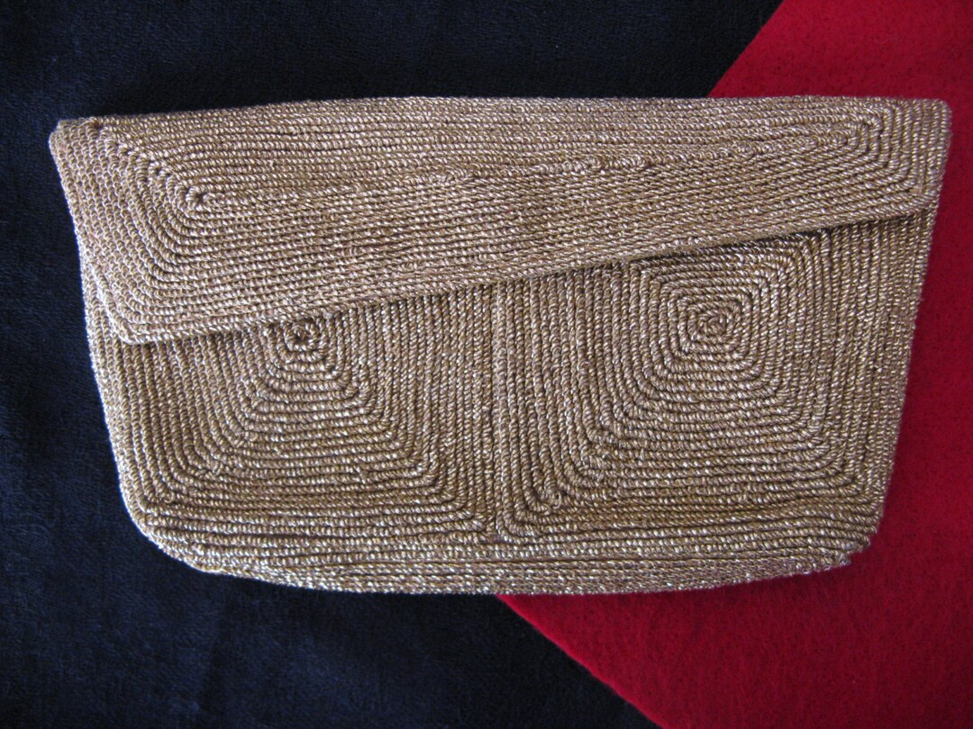 Vintage 1940s Gold Evening Bag Handbag Clutch Gold-colored Foil Wrapped Ribbed Accessory Unusual ... | Etsy (US)