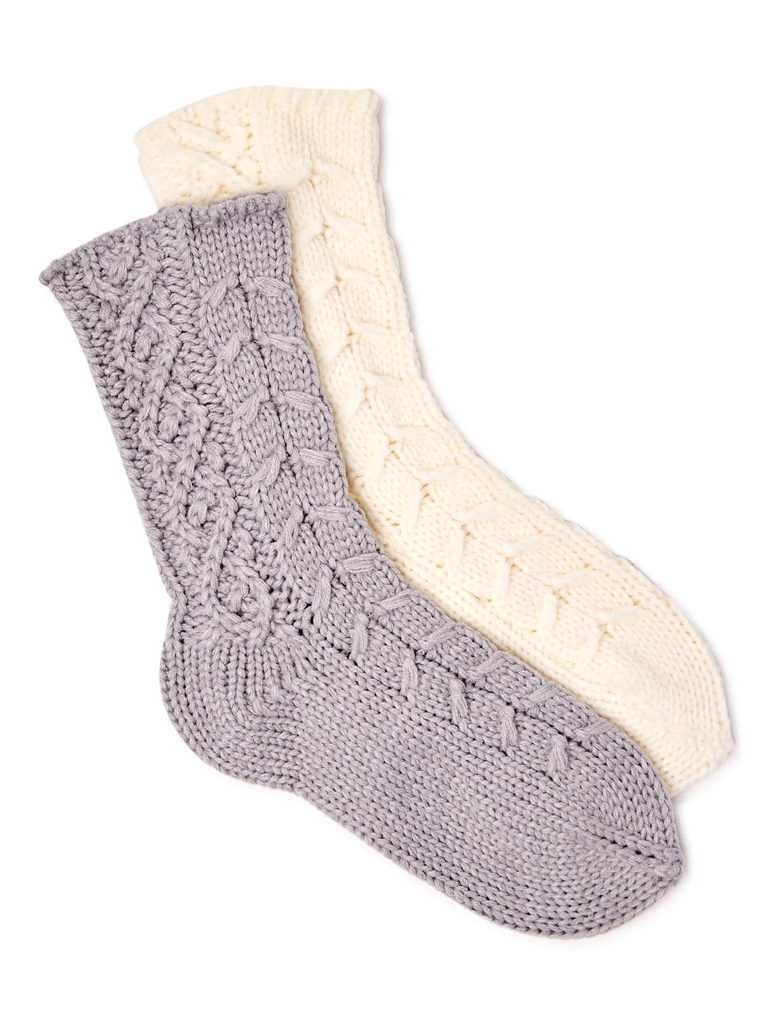 Aerosoles Women's Unlined Cable Kit Home Socks, 2-Pack - Walmart.com | Walmart (US)