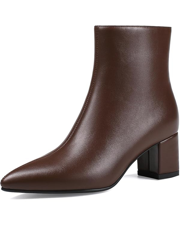 Women's Ankle Boots Pointed Toe Chunky Block Heel Short Boots for Women Low Heeled Booties | Amazon (US)