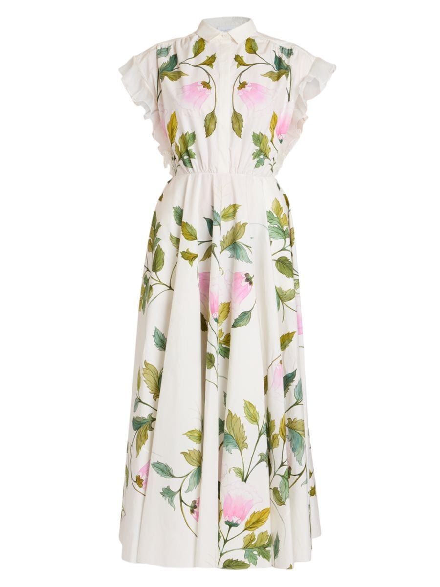 Floral Ruffle Midi-dress | Saks Fifth Avenue