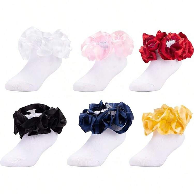 Halloween Kids Costumes Toddler Girls Double Lace Socks With Ripple Cuffs And Big Ruffle Infants And | SHEIN