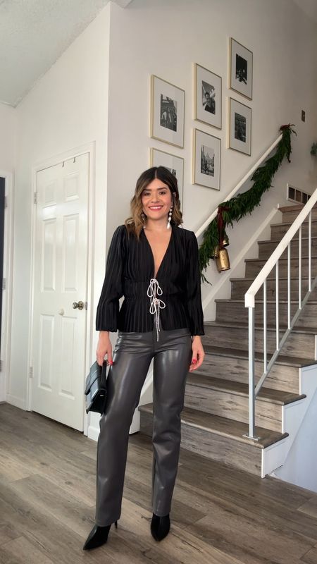Loving these faux leather pants via Aritizia! They run tts. I’m wearing size 0.
This top is adorable! Love the embellishments in the front. It runs tts too. 
Wearing size xs.


#LTKCyberWeek #LTKsalealert #LTKHoliday
