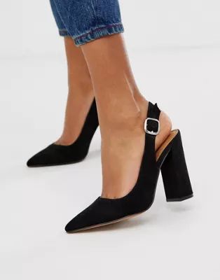 ASOS DESIGN Penley slingback high heels in black | ASOS (Global)