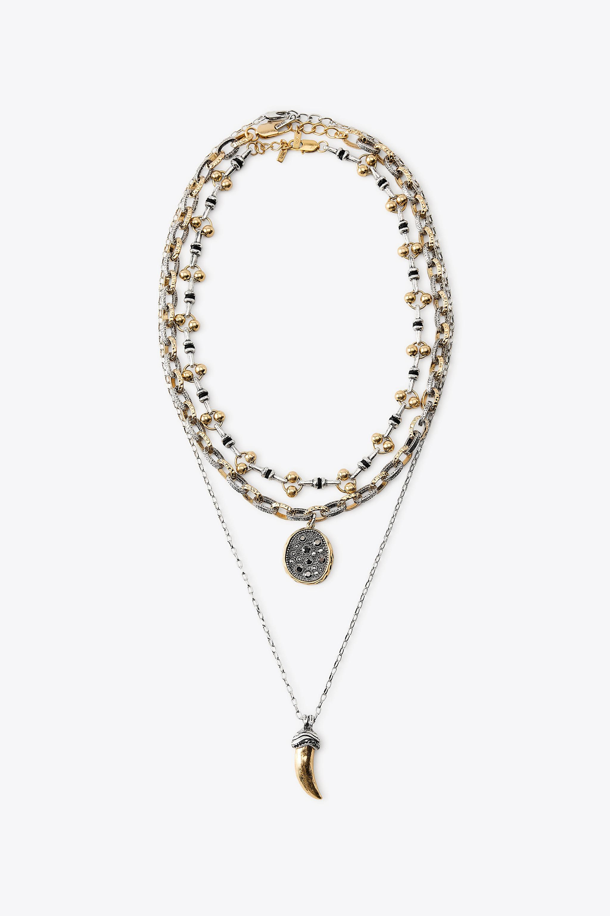 PACK OF 3 HORN GLITTER NECKLACES | Zara US