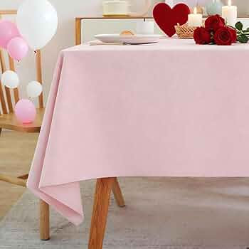 Laolitou Table Cloth Rectangle Linen Waterproof Textured Light Pink Tablecloth, Washable Wrinkle ... | Amazon (US)