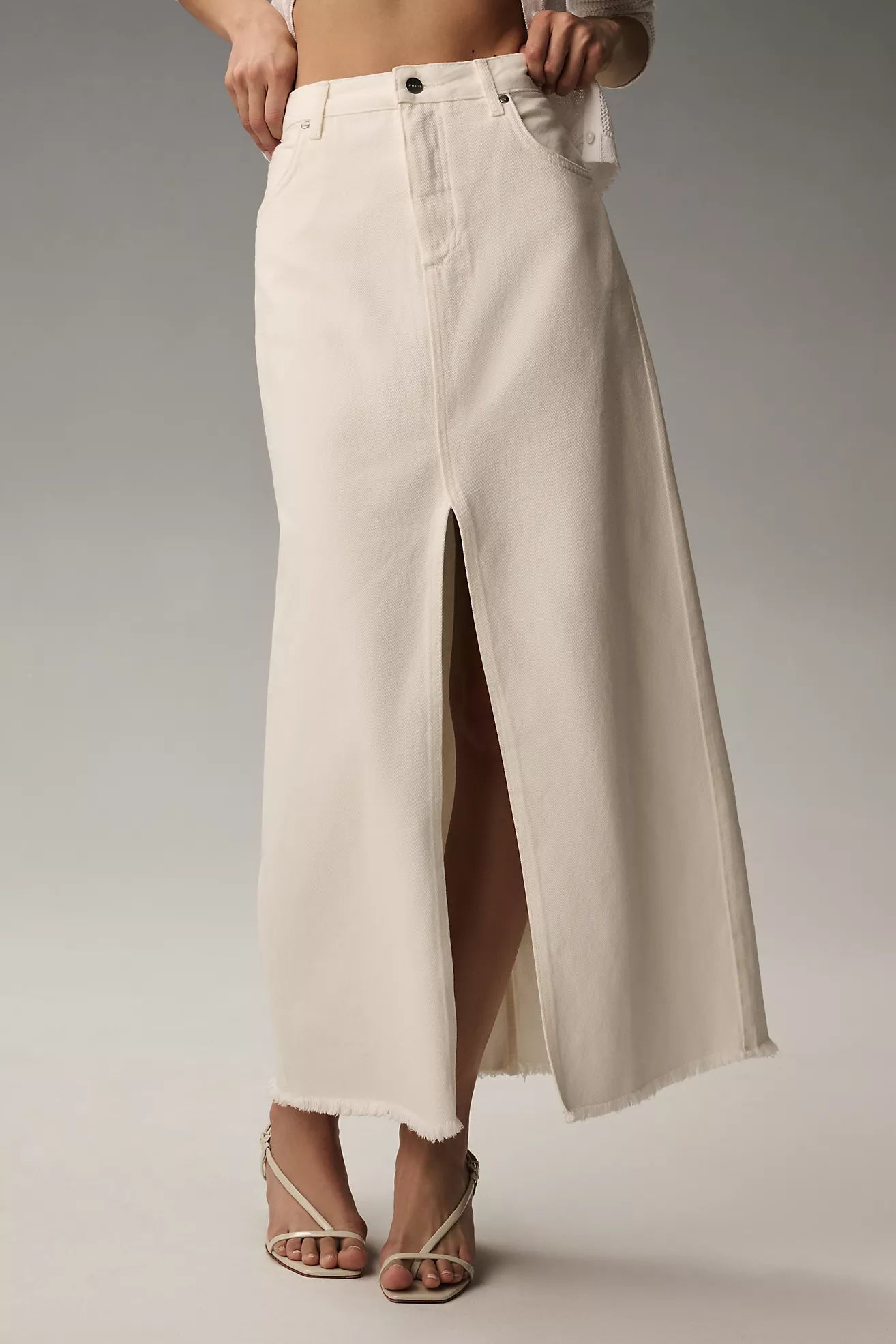 The Madi Front-Slit Denim Skirt by Pilcro | Anthropologie (US)