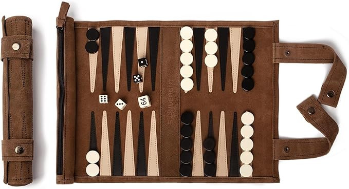 Sondergut Roll-up Portable Suede Backgammon Game Set - for Adults & Children - Ideal for RV Trave... | Amazon (US)