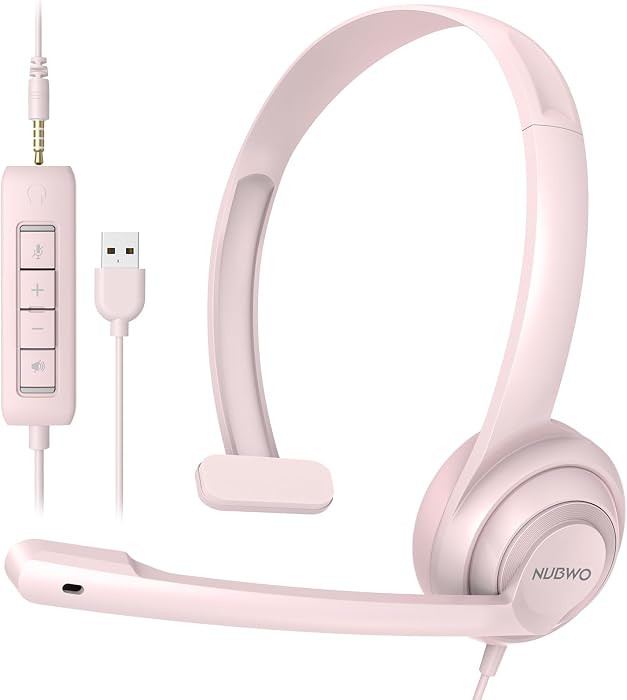 NUBWO HW02 USB Headset with Microphone Noise Cancelling &in-line Control, Ultra Comfort Computer ... | Amazon (US)