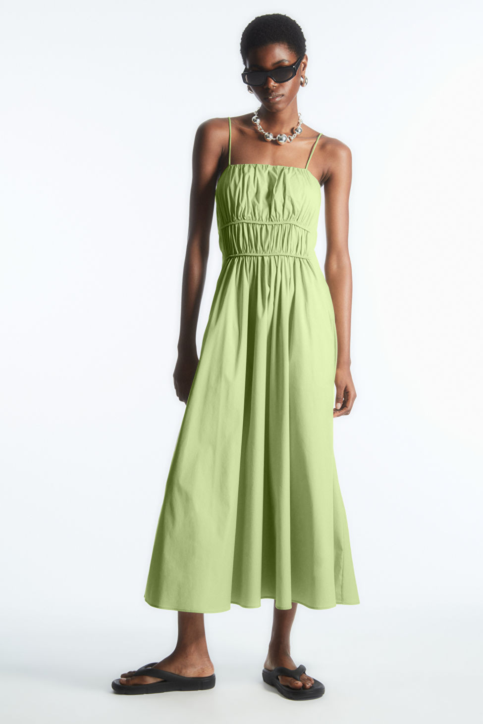 GATHERED BUSTIER MIDI DRESS | COS UK