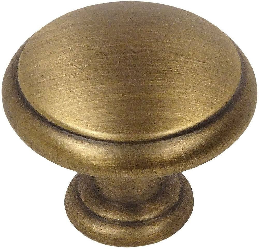 Cosmas 25 Pack 5422BAB Brushed Antique Brass Cabinet Hardware Mushroom Knob | Amazon (US)
