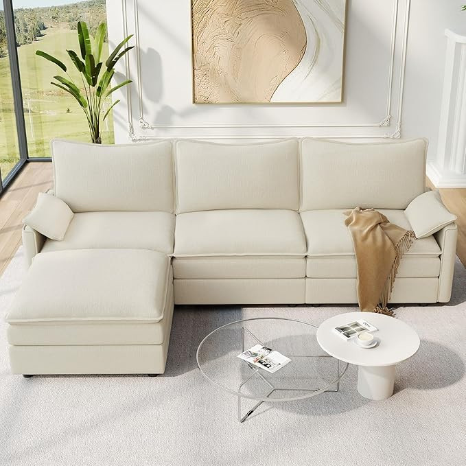 Vesgantti 108" Modular Sectional Sofa, Comfy Cloud Couch with Movable Ottoman Deep Seat Chenille ... | Amazon (US)