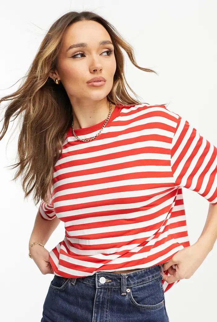 ASOS DESIGN Stripe Oversize Textured Cotton T-Shirt | Nordstrom | Nordstrom