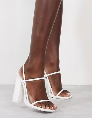 Public Desire Halley block heel barely there sandals in white | ASOS (Global)